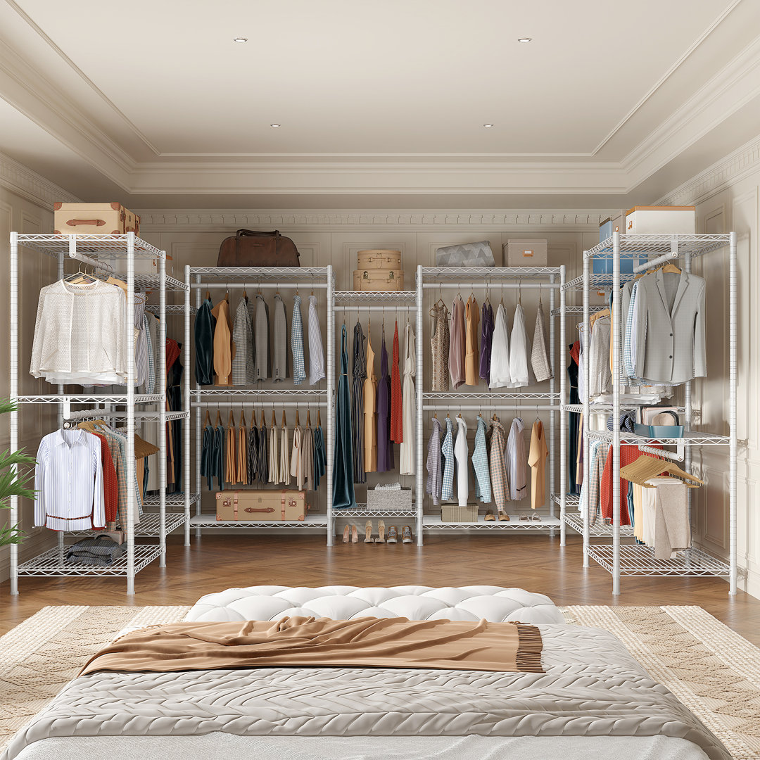 Ahlstrom 77" H Clothes Rack Load 835LBS,Garment Closet with Wire Shelf for Bedroom